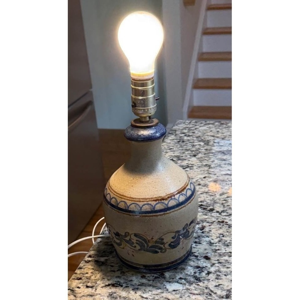 BERKSHIRE POTTERY studio handmade ceramic Lamp folk art stoneware hand thrown